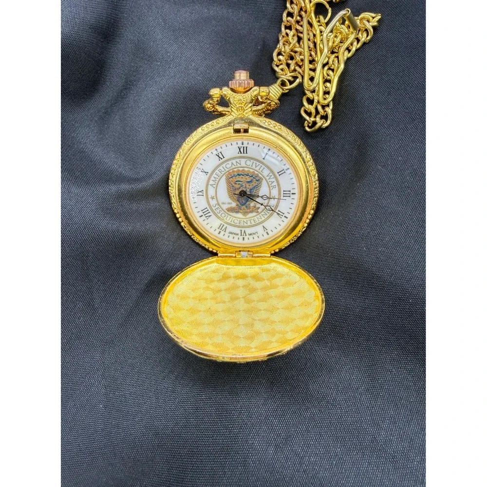 Vintage American Civil War Sesquicentennial Pocket Watch 150th Case Flag Gift